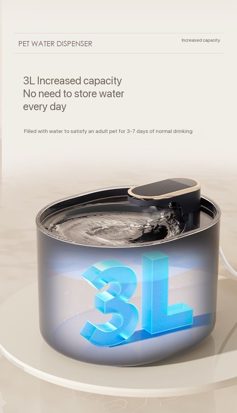 Smart Pet Water Fountain with LED Alert – 3L LED Alerts for water shortage, Ultra-Quiet Pump, Dual Filtration (Carbon+Bubble Cotton), USB Powered