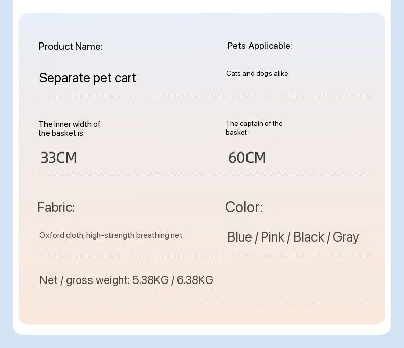 Detachable Pet Stroller – Convertible Cat & Dog Carrier with 180° Adjustable Handle, Dual Opening, Sunshade & Storage Basket