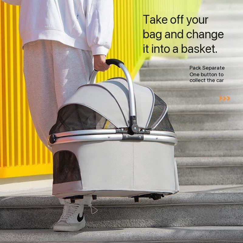 Detachable Pet Stroller – Convertible Cat & Dog Carrier with 180° Adjustable Handle, Dual Opening, Sunshade & Storage Basket