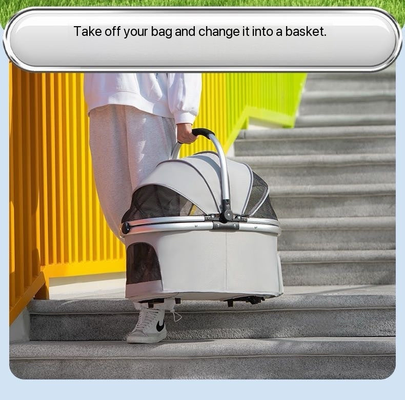 Detachable Pet Stroller – Convertible Cat & Dog Carrier with 180° Adjustable Handle, Dual Opening, Sunshade & Storage Basket