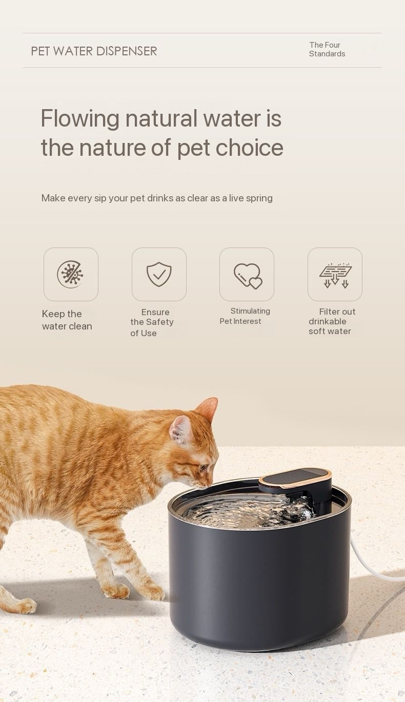 Smart Pet Water Fountain with LED Alert – 3L LED Alerts for water shortage, Ultra-Quiet Pump, Dual Filtration (Carbon+Bubble Cotton), USB Powered
