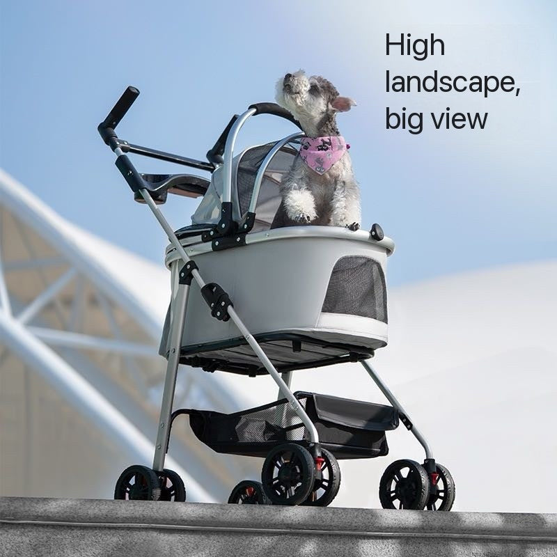 Detachable Pet Stroller – Convertible Cat & Dog Carrier with 180° Adjustable Handle, Dual Opening, Sunshade & Storage Basket