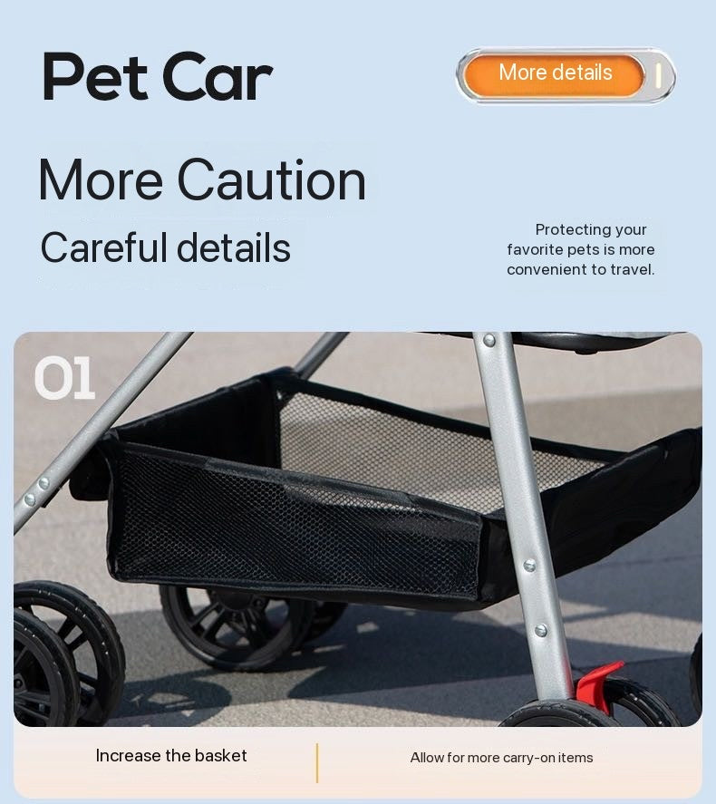 Detachable Pet Stroller – Convertible Cat & Dog Carrier with 180° Adjustable Handle, Dual Opening, Sunshade & Storage Basket