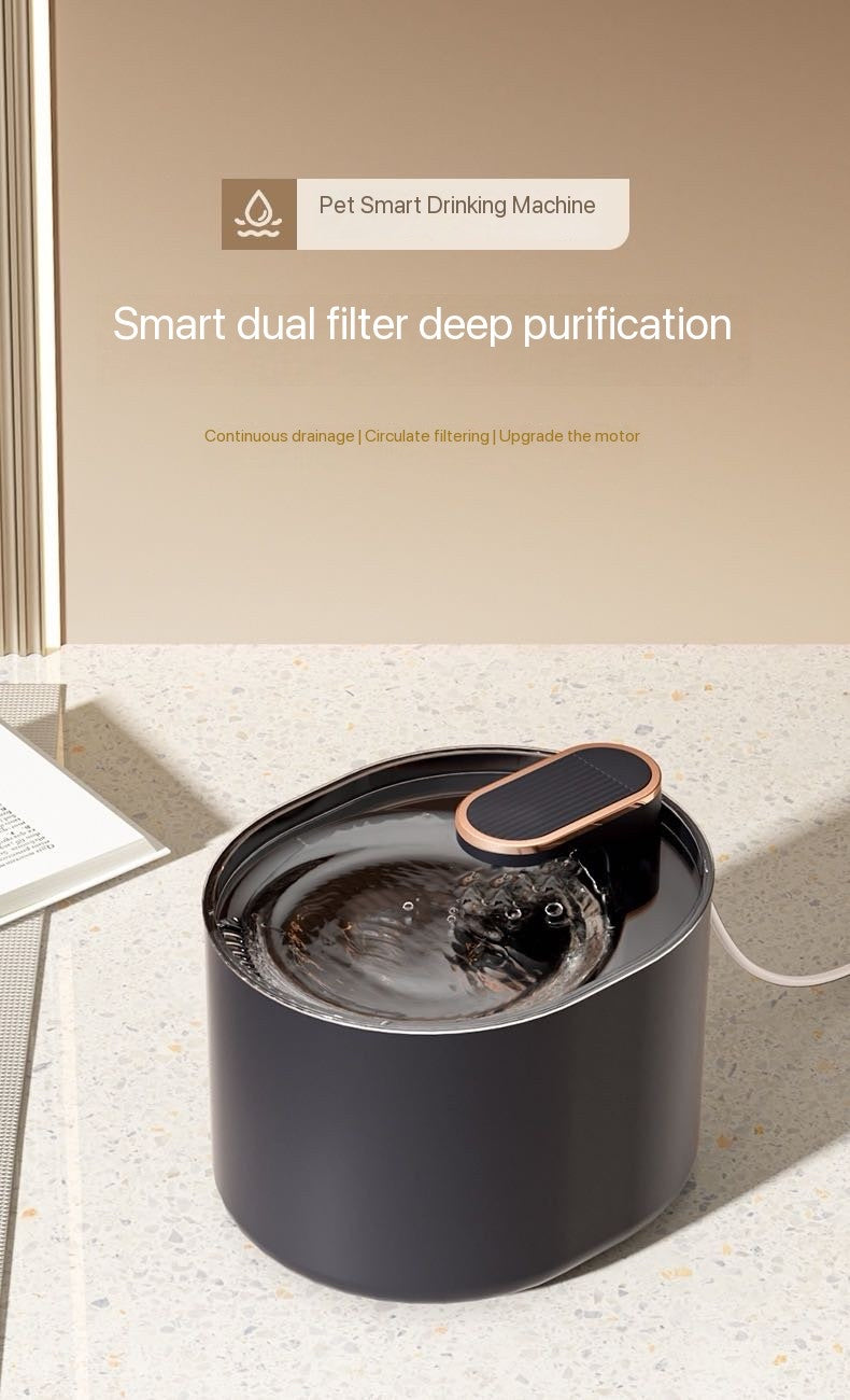 Smart Pet Water Fountain with LED Alert – 3L LED Alerts for water shortage, Ultra-Quiet Pump, Dual Filtration (Carbon+Bubble Cotton), USB Powered