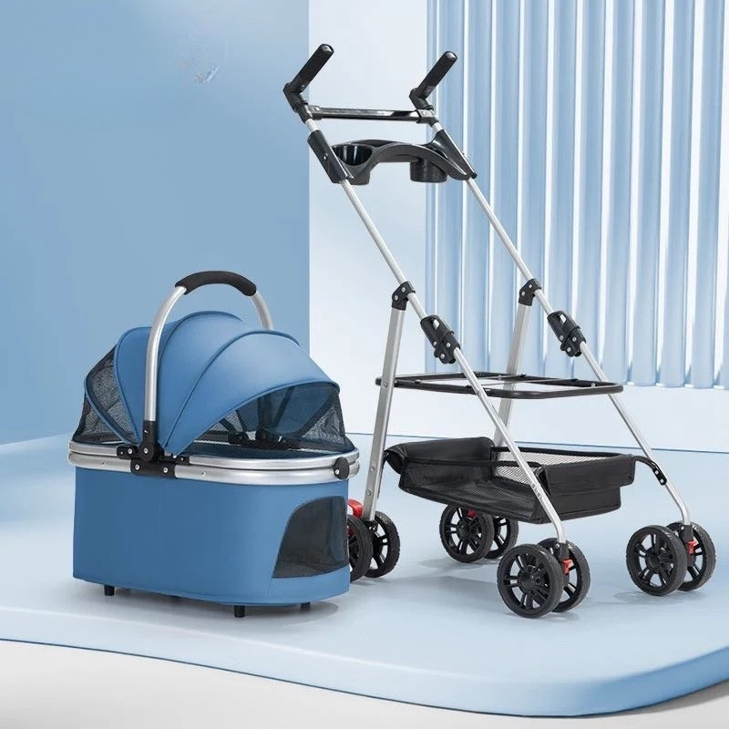 Detachable Pet Stroller – Convertible Cat & Dog Carrier with 180° Adjustable Handle, Dual Opening, Sunshade & Storage Basket