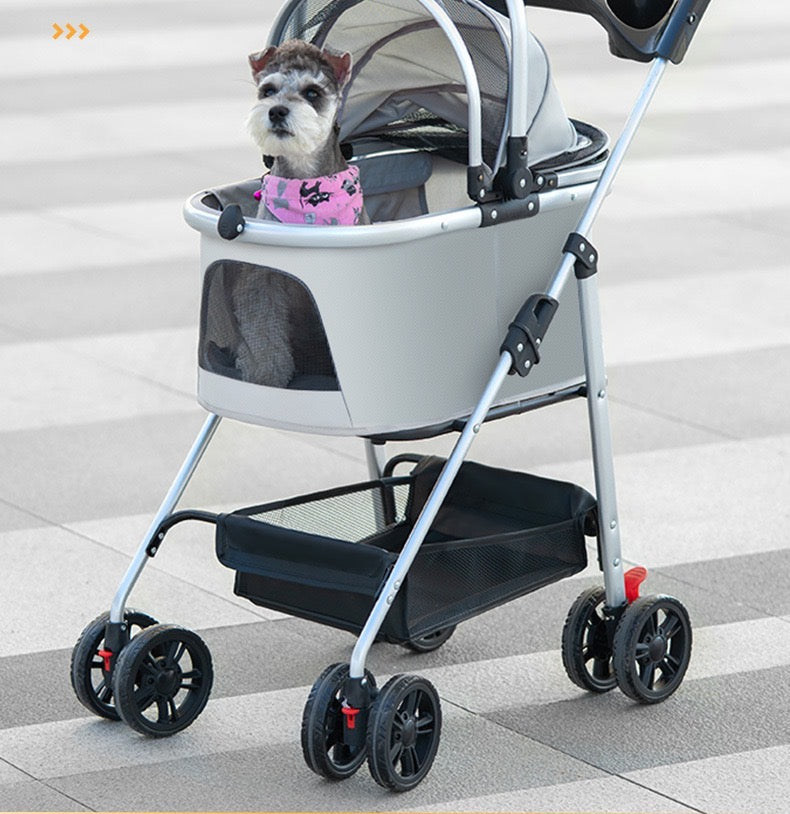 Detachable Pet Stroller – Convertible Cat & Dog Carrier with 180° Adjustable Handle, Dual Opening, Sunshade & Storage Basket