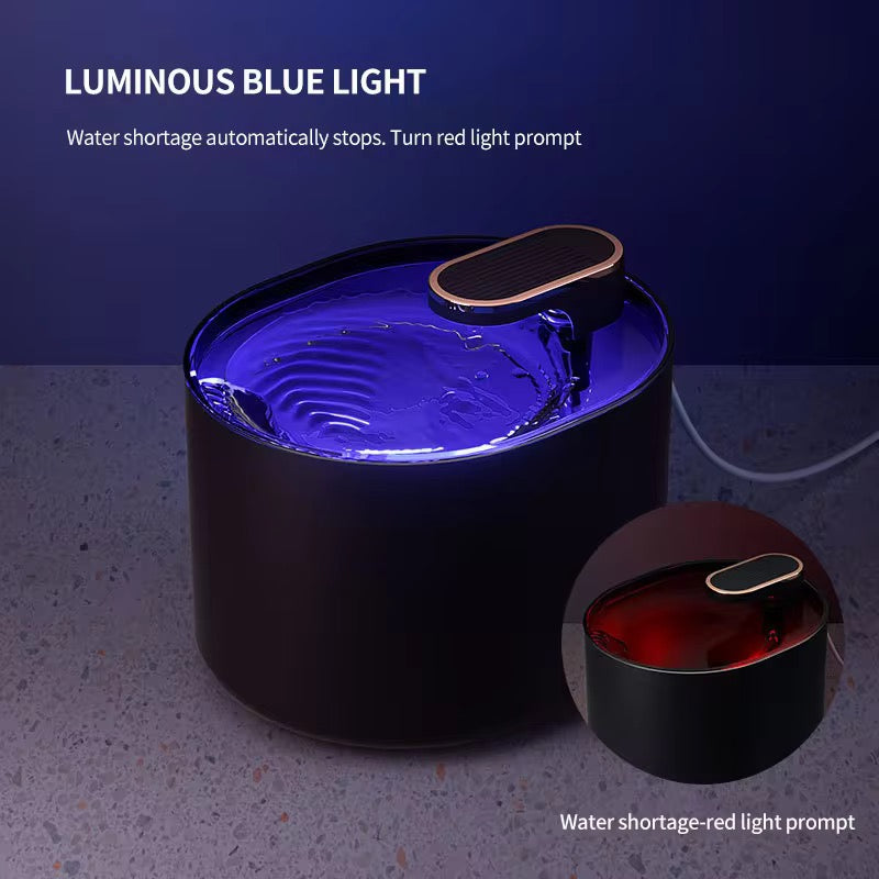 Smart Pet Water Fountain with LED Alert – 3L LED Alerts for water shortage, Ultra-Quiet Pump, Dual Filtration (Carbon+Bubble Cotton), USB Powered