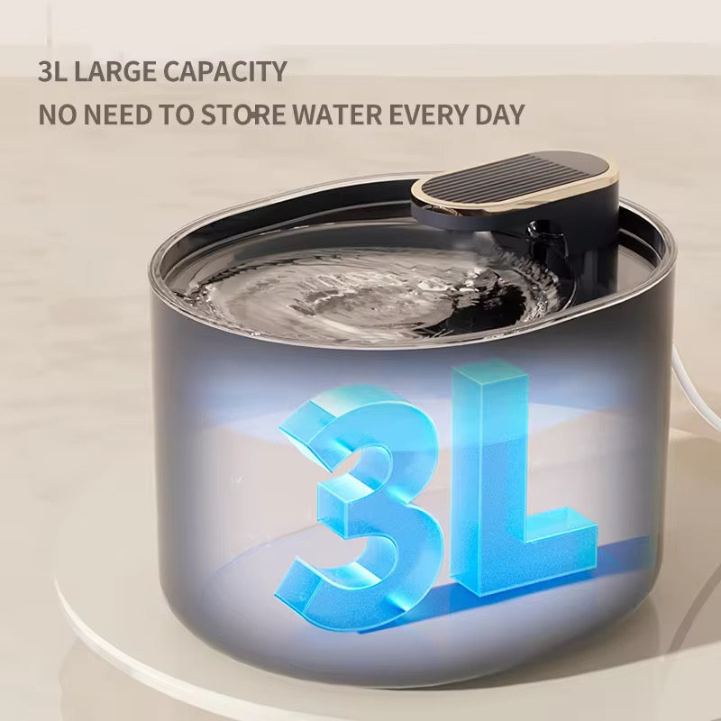 Smart Pet Water Fountain with LED Alert – 3L LED Alerts for water shortage, Ultra-Quiet Pump, Dual Filtration (Carbon+Bubble Cotton), USB Powered